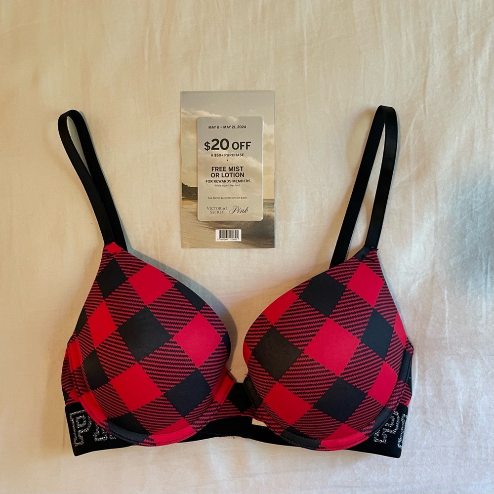 Victoria’s Secret PINK Festive Christmas Push-Up Glitter Shine Silver Bra 32C